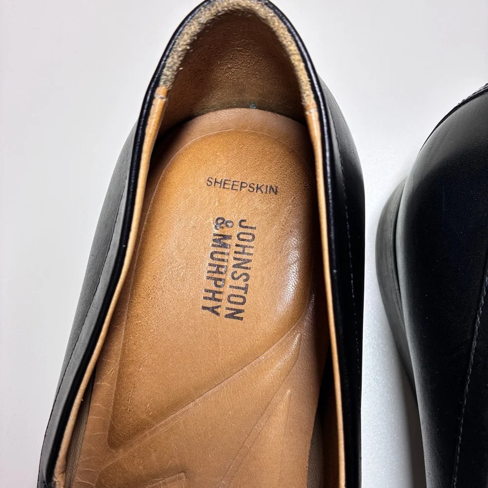 Johnston & Murphy Black Leather Bit Loafers